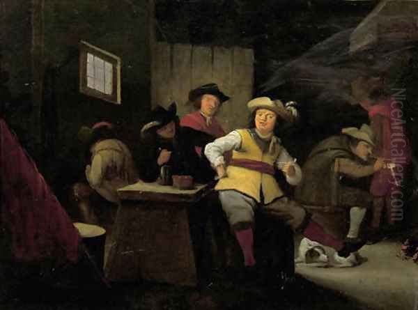 Officers smoking in a guardroom Oil Painting by Adriaen Lucasz. Fonteyn