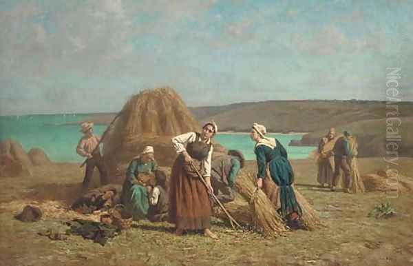 La Moisson Oil Painting by Eugene-Francois Fines