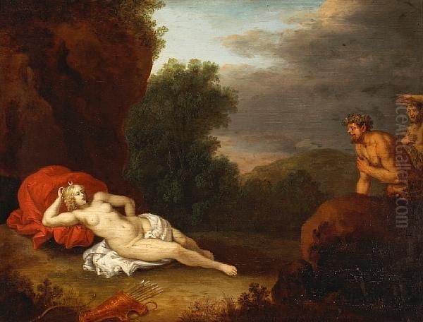 Diana Approached By Satyrs Oil Painting by Daniel Vertangen