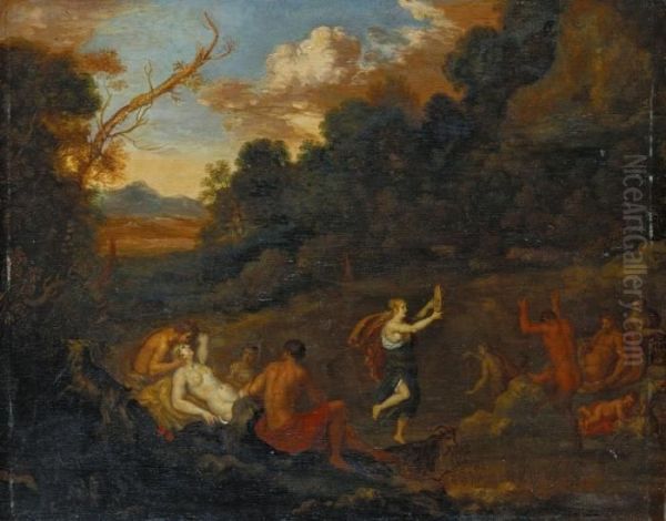 Landschaft Mit Nymphen, Satyr Und Bacchus Oil Painting by Daniel Vertangen