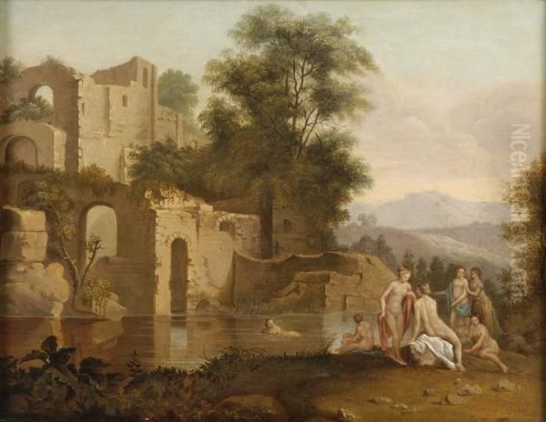 Diana Und Ihre Nymphen Beim Bade. Oil Painting by Daniel Vertangen