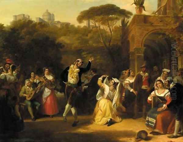 A dance in the campagna Oil Painting by Henry Joseph Fradelle