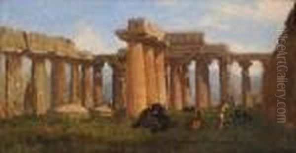 Bufale A Paestum Oil Painting by Achille Vertunni