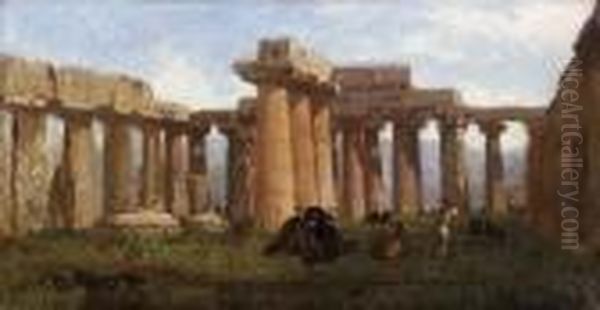 A Paestum Oil Painting by Achille Vertunni