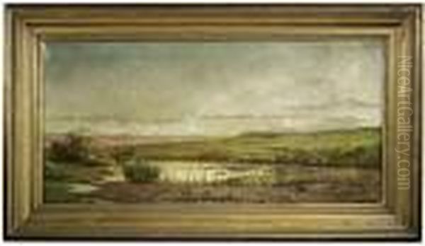 Campagnalandscape Under A Cloudy Sky Oil Painting by Achille Vertunni