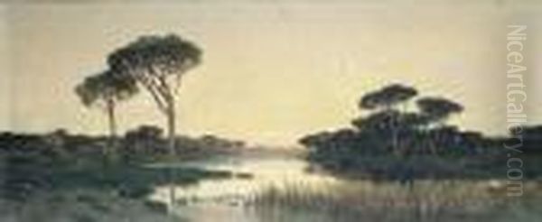 Lungo Il Tevere Oil Painting by Achille Vertunni