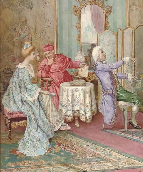 A recital in the parlour Oil Painting by Ferdinand Folchi