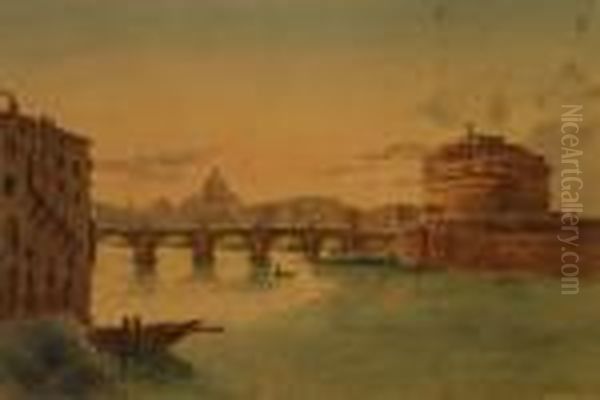 Veduta Di Castelsant'angelo Oil Painting by Frans Vervloet