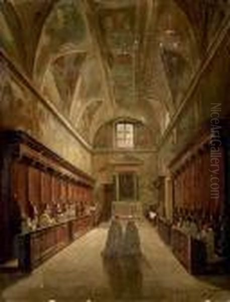 Interno Di Cattedrale - 1829 Oil Painting by Frans Vervloet