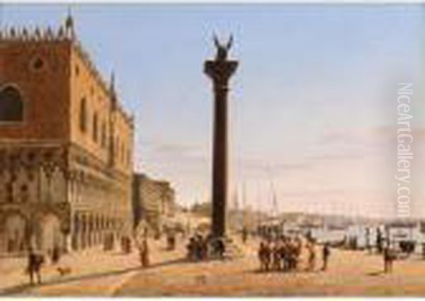 Vue De La Piazzetta Avec Le Palais Des Doges, Venise Oil Painting by Frans Vervloet