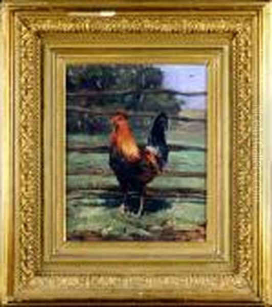 Le Coq Oil Painting by Alfred Jacques Verwee