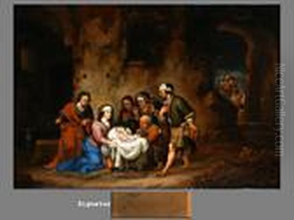 Die Geburt Christi Und Die Anbetung Oil Painting by Francois Verwilt