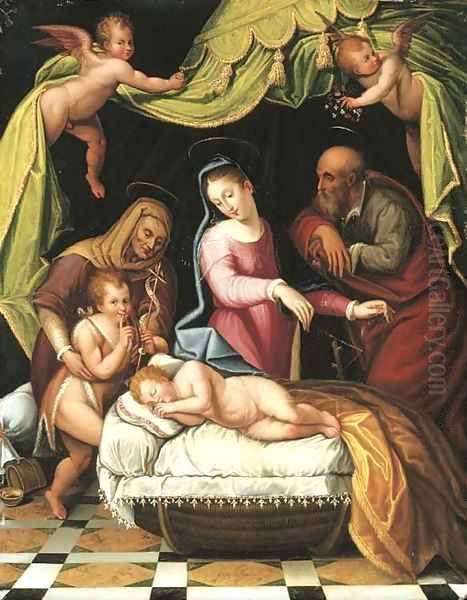 The Holy Family with the Infant Saint John the Baptist and Saint Anne Oil Painting by Lavinia Fontana