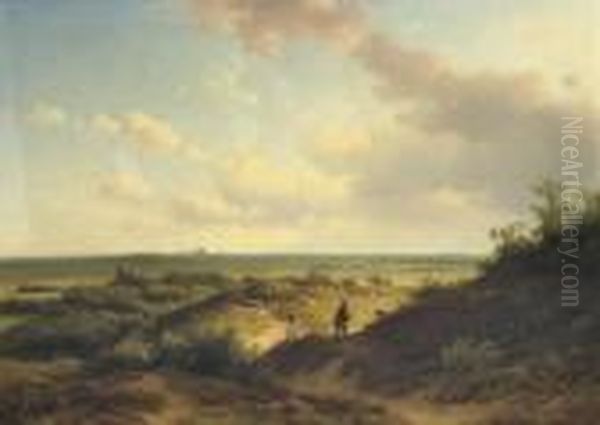 In The Sunlit Dunes, Haarlem Beyond Oil Painting by Willem Vester