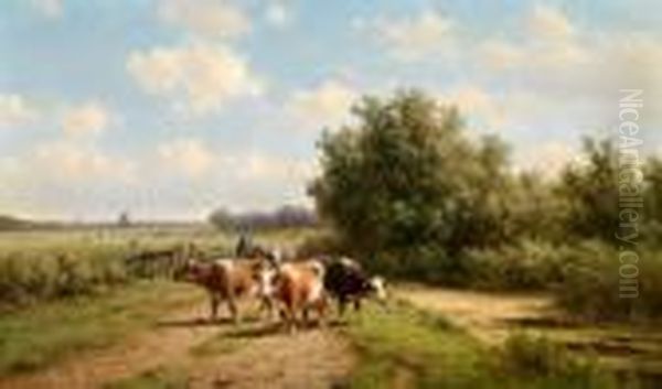 Kuhe Am Heimweg Oil Painting by Willem Vester