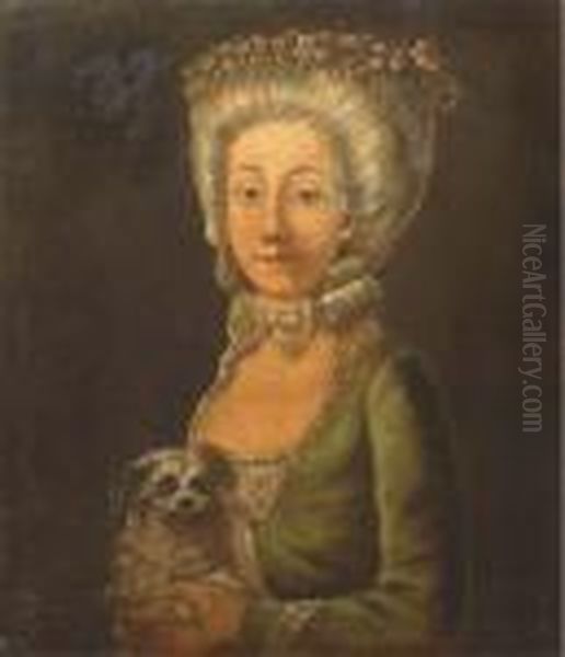 Femme Au Petit Chien Oil Painting by Antoine Vestier