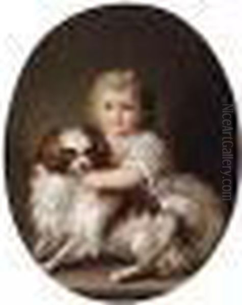 Portrait Of A Young Girl With A Spaniel Oil Painting by Antoine Vestier