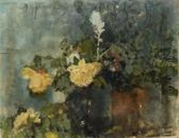 Natura Morta Con Fiori Oil Painting by Paolo Vetri