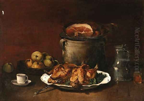 A hearty meal Oil Painting by Guillaume-Romain Fouace