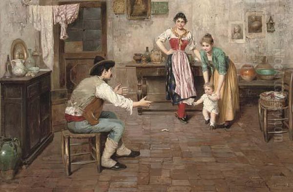 First Steps Oil Painting by Cesare C. Vianello