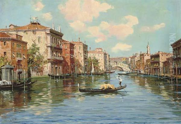 On The Grand Canal, Venice Oil Painting by Cesare C. Vianello