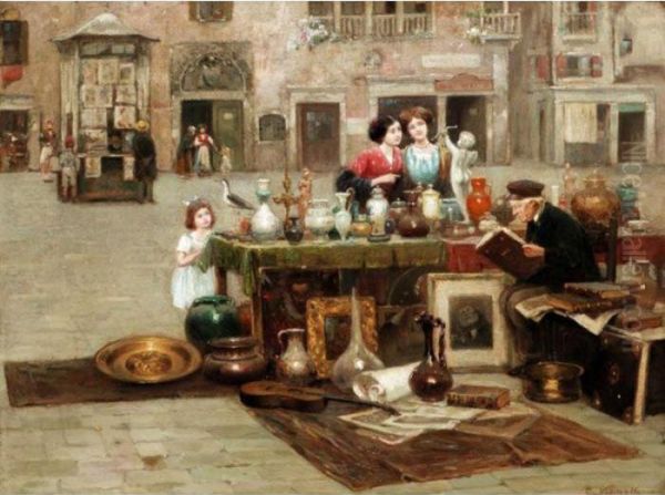 The Old Antique Seller Oil Painting by Cesare C. Vianello