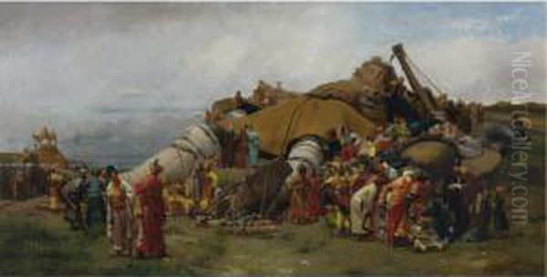 Gulliver And The Lilliputians Oil Painting by Jehan Georges Vibert