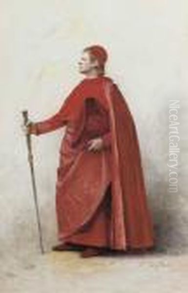 A Cardinal Oil Painting by Jehan Georges Vibert