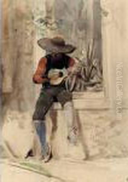 The Guitar Player Oil Painting by Jehan Georges Vibert