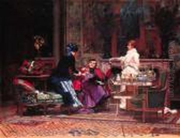 Monseigneur En Visite (a Visit From His Grace) Oil Painting by Jehan Georges Vibert