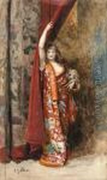 Une Femme Oriental Oil Painting by Jehan Georges Vibert