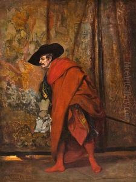 Polonius Behind The Curtain Oil Painting by Jehan Georges Vibert