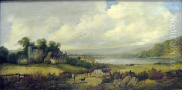 Landscape With Cattle And A Lake Oil Painting by Alfred Gomersal Vickers