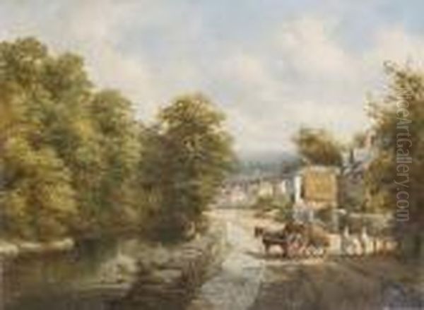 An English Townscape Oil Painting by Henry Harold Vickers