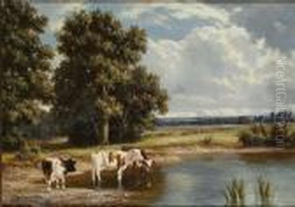 Hazelwell Mill Pool, Worcestershire, England Oil Painting by Henry Harold Vickers