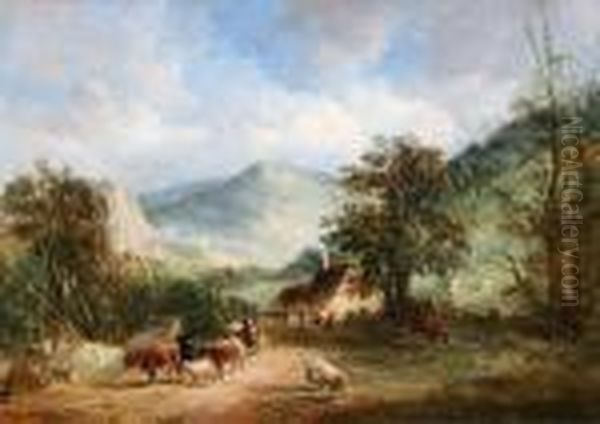 A Mountain Pass At Aber, Near Bangor, Northwales Oil Painting by Alfred Vickers