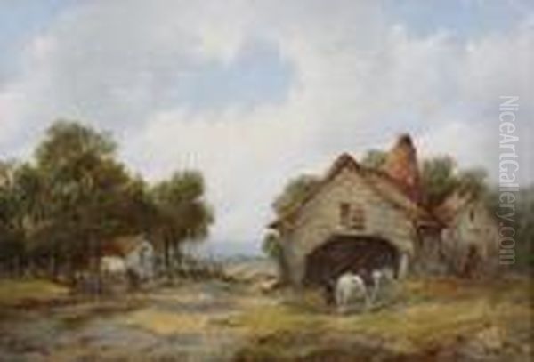 Traveller By A Hamlet Oil Painting by Alfred Vickers