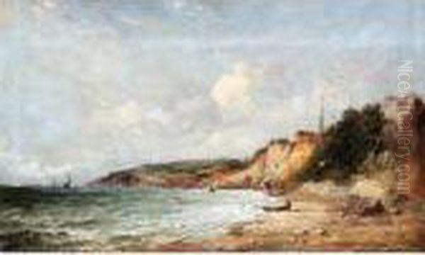 A Coastal View, Probably The Isle Of Wight Oil Painting by Alfred Vickers