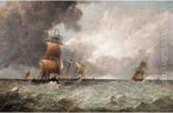 A Squally Day Oil Painting by Alfred Vickers