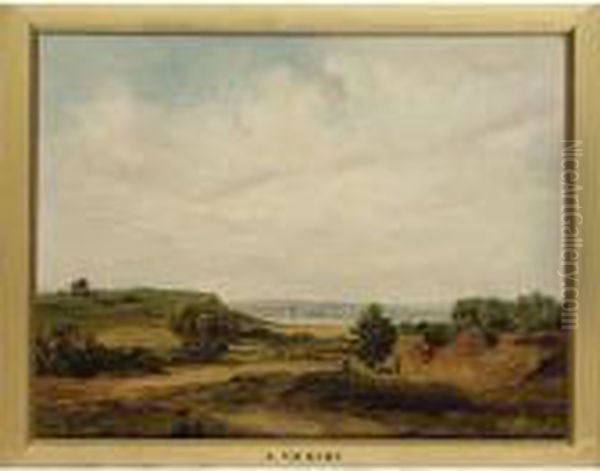 Landscape, Possible Showing The Solent In The Distance And A View Of The Isle Of Wight Oil Painting by Alfred Vickers