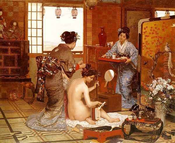 The Japanese Toilette Oil Painting by Marie-Francois-Firmin Girard