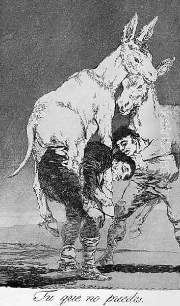 Caprichos Plate 42 They Who Cannot Oil Painting by Francisco De Goya y Lucientes