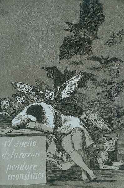 El Sueno de la razon produce monstruos (The sleep of reason brings forth monsters) Oil Painting by Francisco De Goya y Lucientes