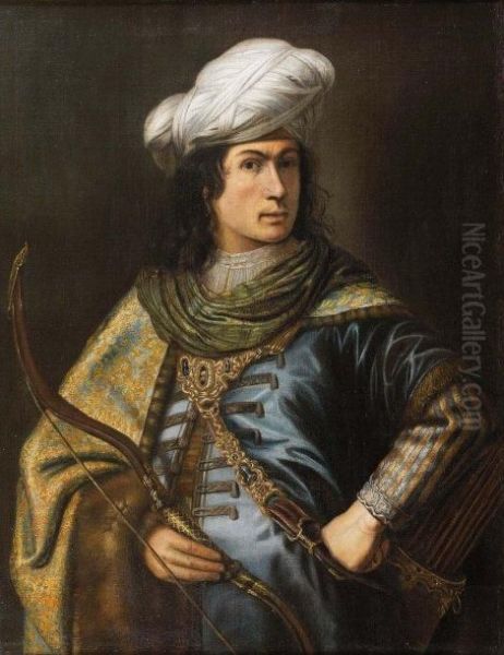 Portrait D'homme En Oriental Oil Painting by Jan Victors