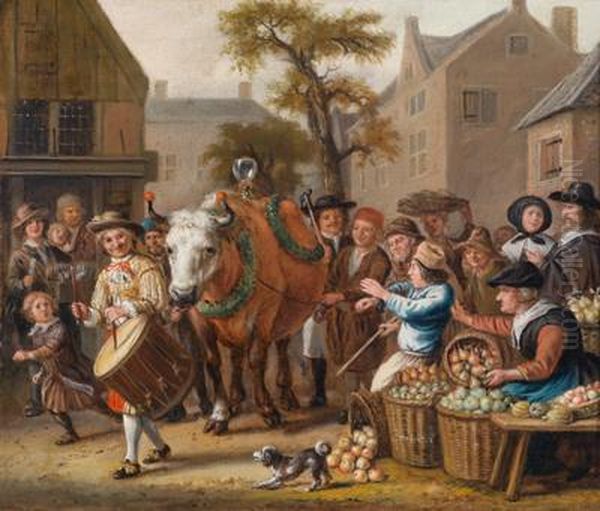 Der Umzugmit Dem Kirmes Ochsen Oil Painting by Jan Victors