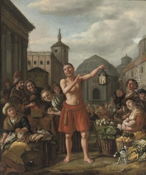 Diogenes Searching For An Honest Man Oil Painting by Jan Victors