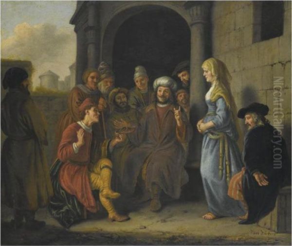 Boaz Recieves The Shoe Of Inheritance Oil Painting by Jan Victors