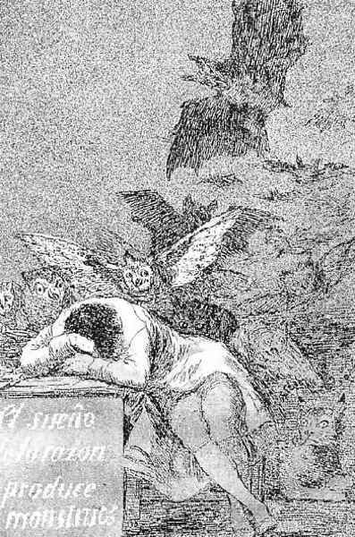 Caprichos Plate 43 The Sleep Of Reason Produces Monsters Oil Painting by Francisco De Goya y Lucientes