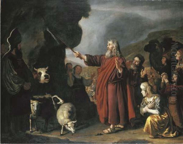 Moses Striking The Rock Oil Painting by Jan Victors