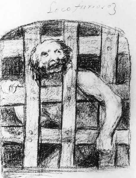 A Lunatic behind Bars Oil Painting by Francisco De Goya y Lucientes